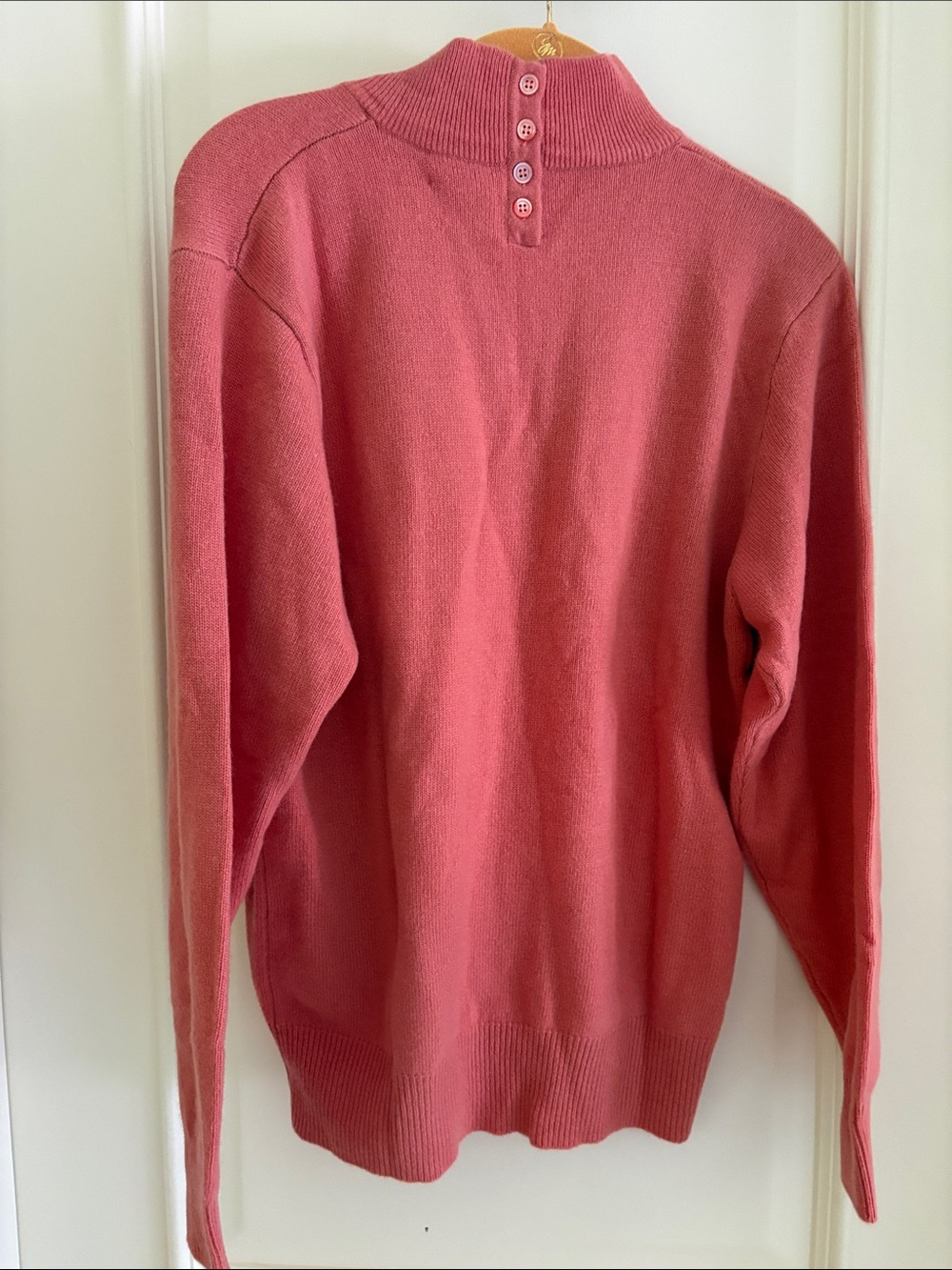 Neiman Marcus Coral Pink Cashmere Mock Neck Sweater - Picture 2 of 3